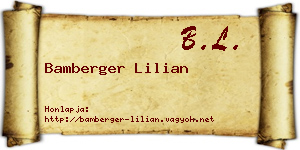 Bamberger Lilian névjegykártya